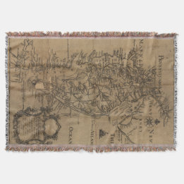 Vintage Map of The Chesapeake Bay (1778) Throw Blanket