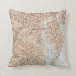 Vintage Map of The Chesapeake Bay (1861) Cushion