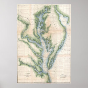 Vintage Map of The Chesapeake Bay (1873) Poster