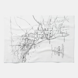 Vintage Map of The Chicago Railroad Network (1913) Tea Towel