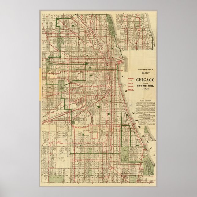 Vintage Map of The Chicago Railroads (1906) Poster (Front)
