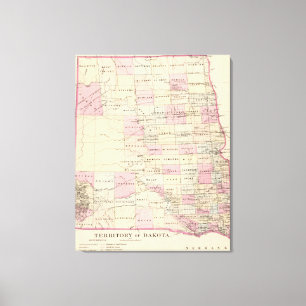 Vintage Map of The Dakota Territory (1880) Canvas Print