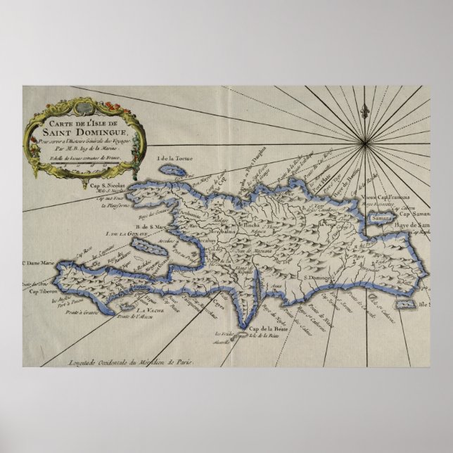 Vintage Map of The Dominican Republic (1750) Poster (Front)