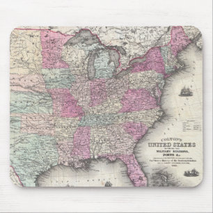 Vintage Map of The Eastern United States (1862) Mouse Mat