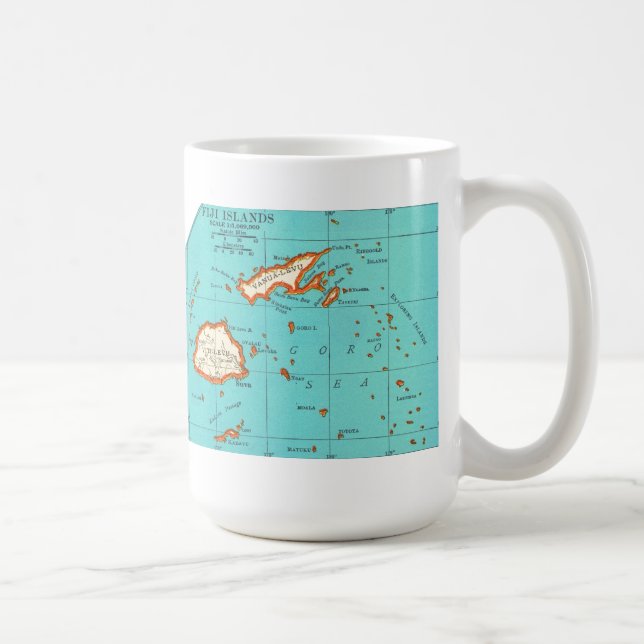 Vintage Map of the FIJI ISLANDS Mug (Right)