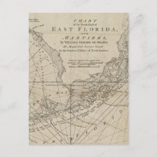 Vintage Map of The Florida Keys (1771) Postcard