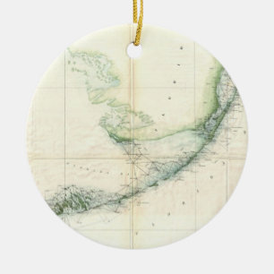 Vintage Map of The Florida Keys (1859) Ceramic Tree Decoration