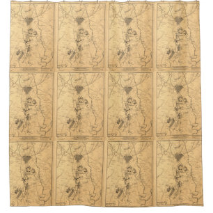Vintage Map of The Gettysburg Battlefield (1863) 2 Shower Curtain