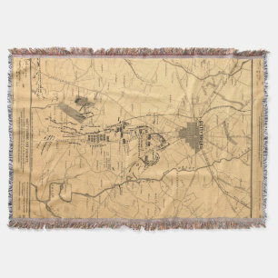 Vintage Map of The Gettysburg Battlefield (1863) 2 Throw Blanket