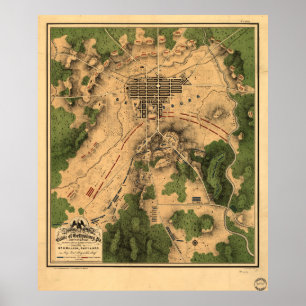 Vintage Map of The Gettysburg Battlefield (1863) 3 Poster