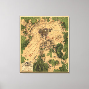 Vintage Map of The Gettysburg Battlefield (1863) Canvas Print
