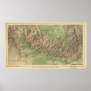 Vintage Map of The Grand Canyon (1926) Poster