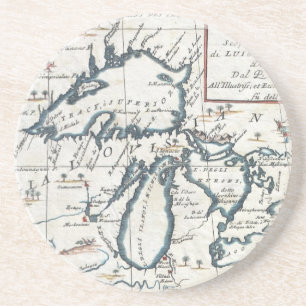 Vintage Map of The Great Lakes (1696) Coaster