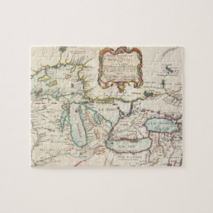 Vintage Map of The Great Lakes (1755) Jigsaw Puzzle