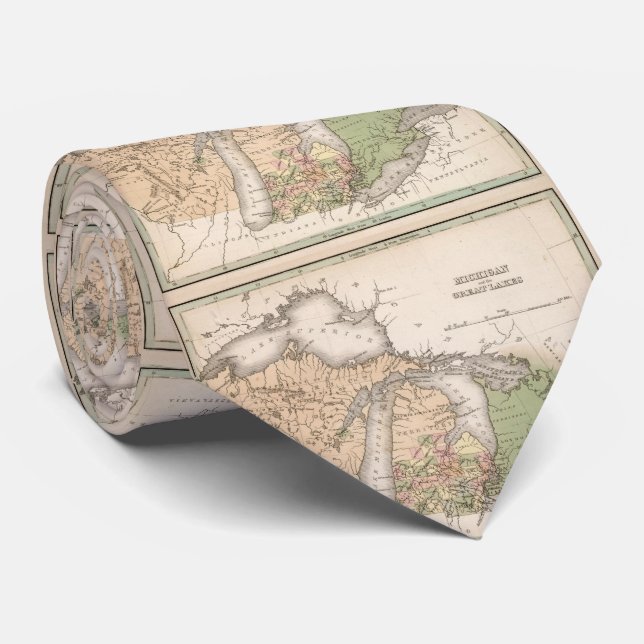 Vintage Map of The Great Lakes (1837) Tie (Rolled)