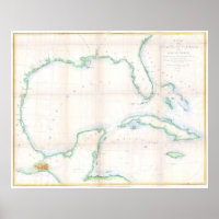 Vintage Map of The Gulf of Mexico (1852)