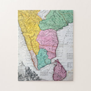 Vintage Map of the Indian Peninsula 1733 Jigsaw Puzzle