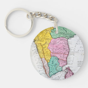 Vintage Map of the Indian Peninsula   1733 Key Ring