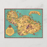 Vintage Map of the Island of Maui Postcard<br><div class="desc">Imagine Hawaii as it was when it became our 50th state in this vintage and humourous pictorial map of the Island of Maui,  filled with detail.  Other island maps are also available - you can collect them all.</div>