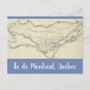 Vintage Map of the Island of Montreal, Quebec Postcard
