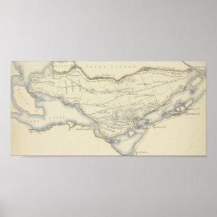 Vintage Map of the Island of Montreal, Quebec Poster