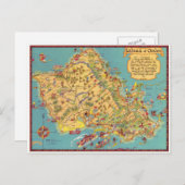 Vintage Map of the Island of Oahu Postcard (Front/Back)