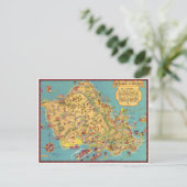 Vintage Map of the Island of Oahu Postcard (Standing Front)