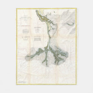 Vintage Map of The Mississippi River Delta (1874) Fleece Blanket