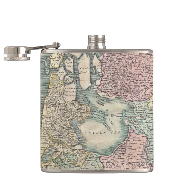 Vintage Map of The Netherlands (1799) Hip Flask (Opened)