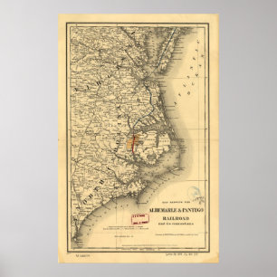 Vintage Map of The North Carolina Coast (1887) Poster
