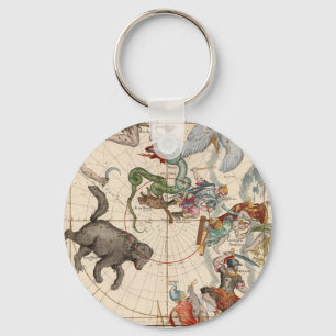 Vintage Map of the North Pole Key Ring