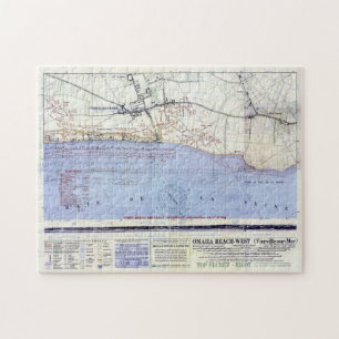 Vintage Map of The Omaha Beach Landings (1944) Jigsaw Puzzle