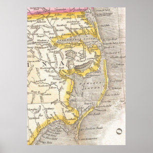 Vintage Map of The Outer Banks (1818) Poster