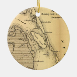 Vintage Map of The Outer Banks (1862) Ceramic Tree Decoration