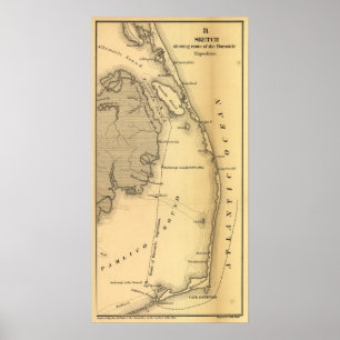 Vintage Map of The Outer Banks (1862) Poster