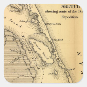 Vintage Map of The Outer Banks (1862) Square Sticker