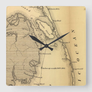 Vintage Map of The Outer Banks (1862) Square Wall Clock