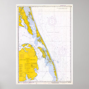 Vintage Map of The Outer Banks NC (1972) Poster