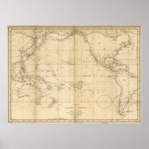 Vintage Map of The Pacific Ocean (1788) Poster