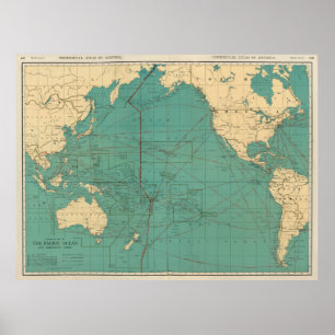 Vintage Map of the Pacific Ocean (1924) Poster