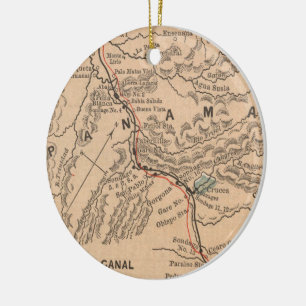 Vintage Map of The Panama Canal (1885) Ceramic Tree Decoration