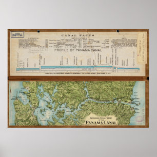 Vintage Map of The Panama Canal (1911) Poster