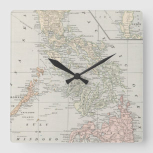 Vintage Map of The Philippine Islands (1901) Square Wall Clock
