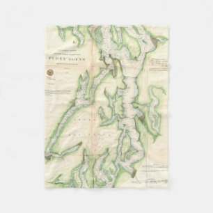 Vintage Map of The Puget Sound (1867) Fleece Blanket