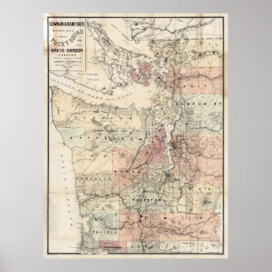 Vintage Map of The Puget Sound (1891) Poster