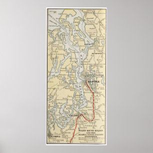 Vintage Map of The Puget Sound (1909) Poster