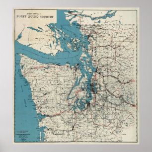 Vintage Map of The Puget Sound (1919) Poster