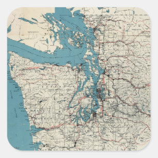 Vintage Map of The Puget Sound (1919) Square Sticker