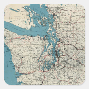Vintage Map of The Puget Sound (1919) Square Sticker