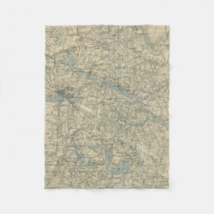 Vintage Map of The Richmond Virginia Area (1864) Fleece Blanket